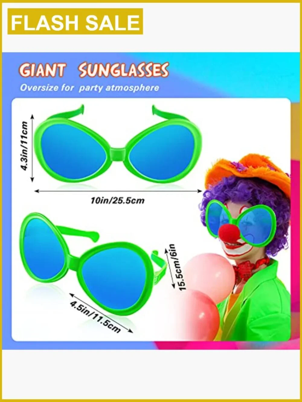 2 Sets Giant Jumbo Sunglasses Funny Clown Glasses Photo Props Party Favors